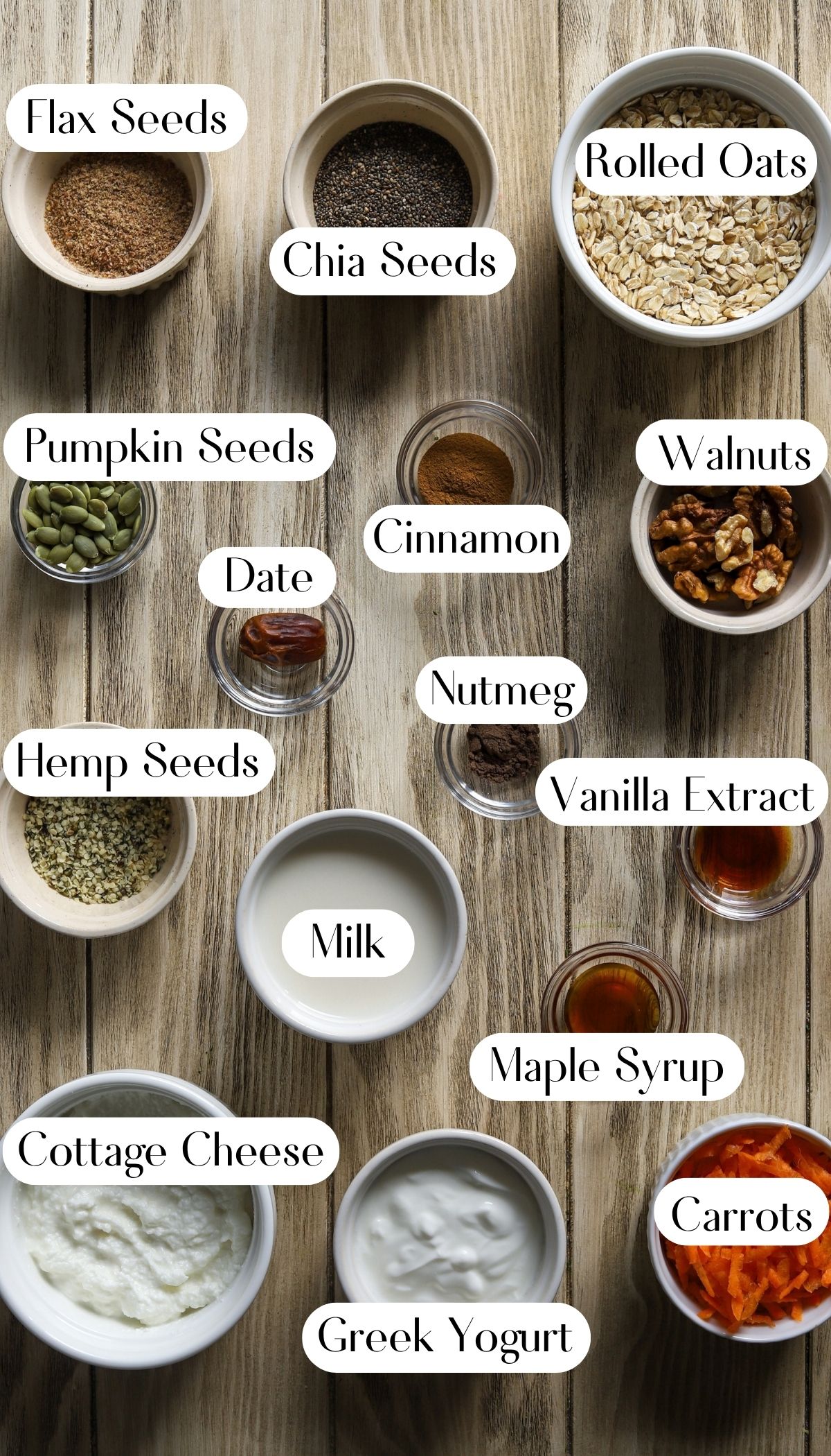 Easy Carrot Cake Cheesecake Overnight Oats Ingredients