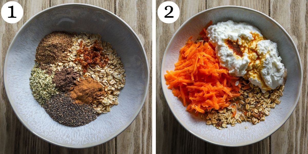 Nutritious Carrot Cake Cheesecake Overnight Oats Steps 1-2