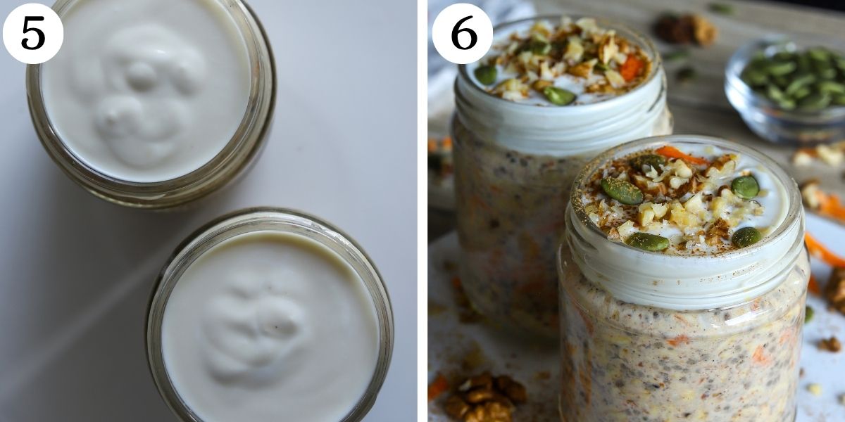 Tasty Carrot Cake Cheesecake Overnight Oats Steps 5-6