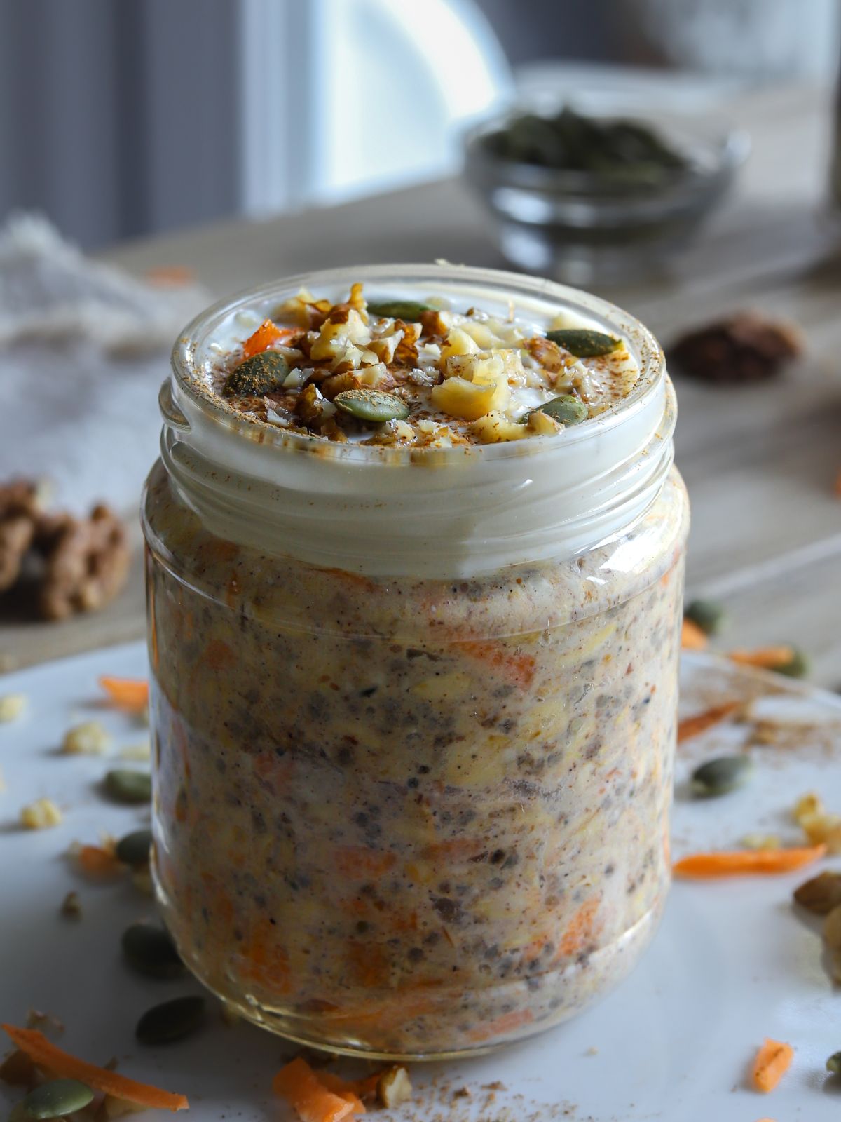 Healthy Carrot Cake Cheesecake Overnight Oats
