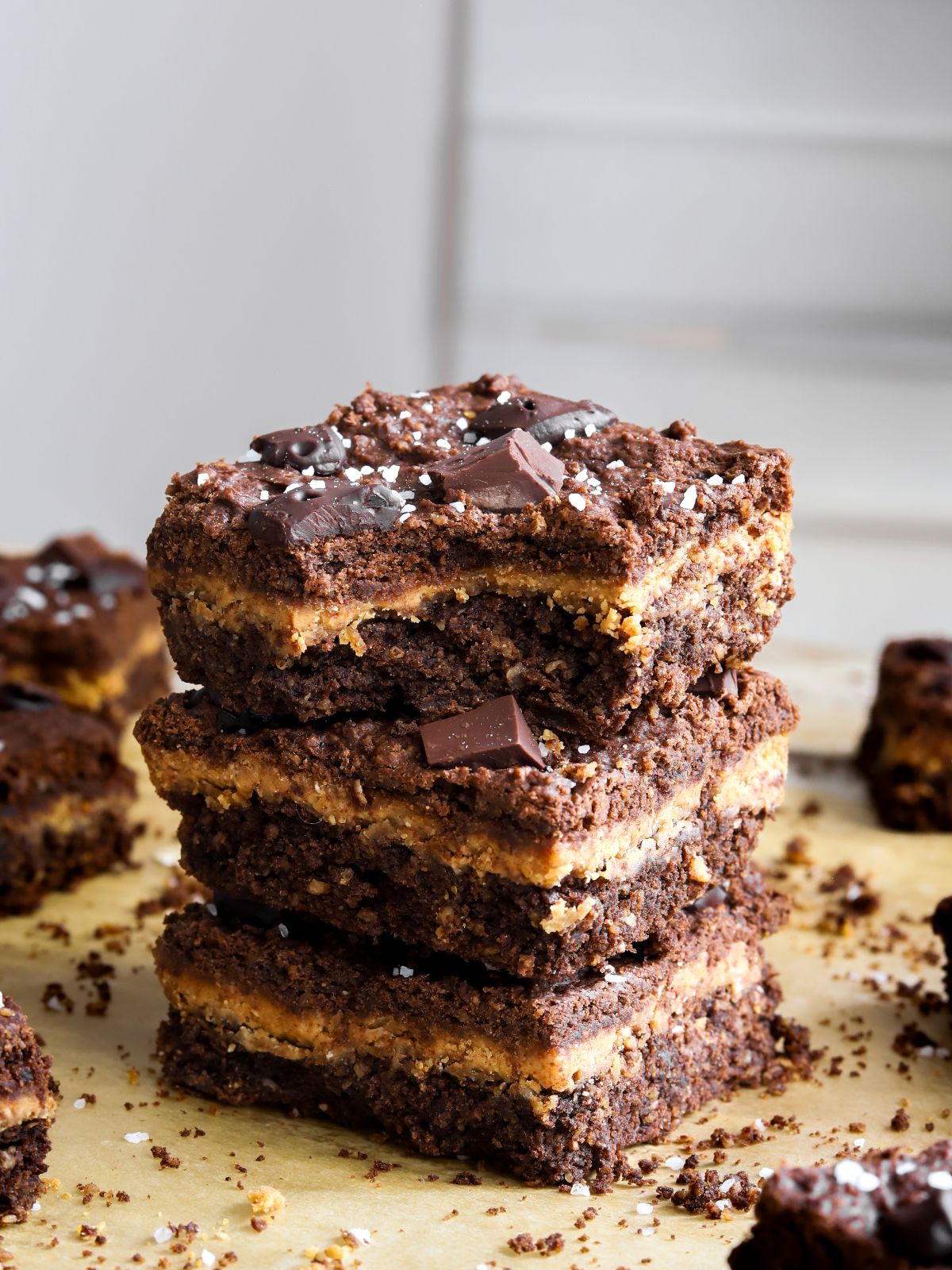 Tasty Peanut Butter Stuffed Cottage Cheese Brownies