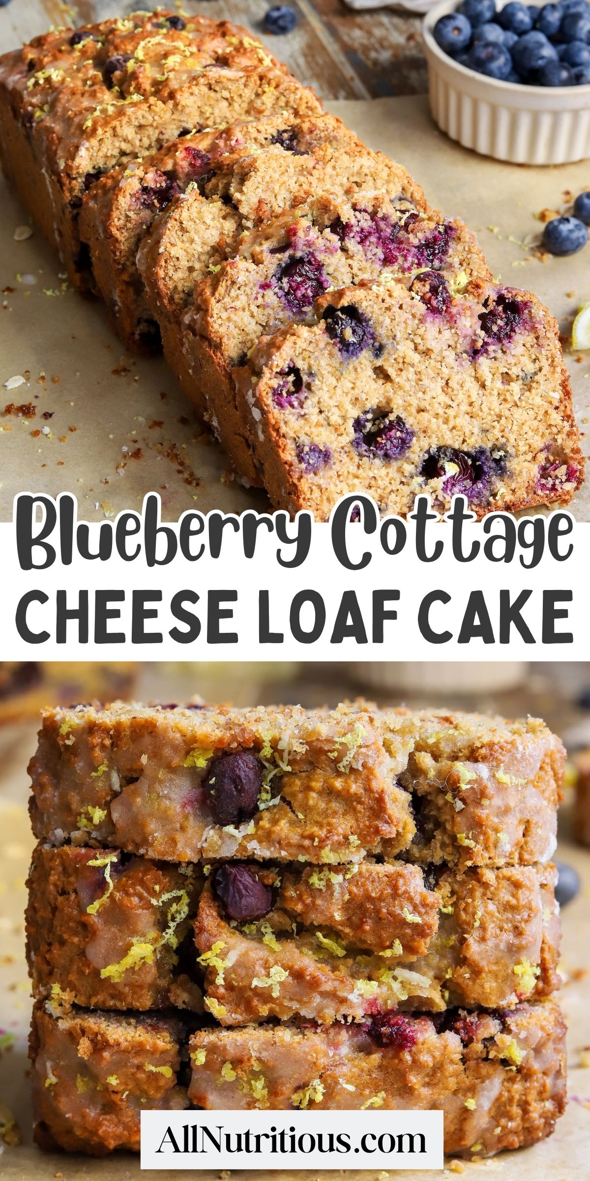 Blueberry Cottage Cheese Loaf Cake