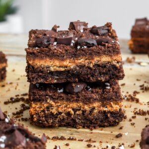 Peanut Butter Stuffed Cottage Cheese Brownies